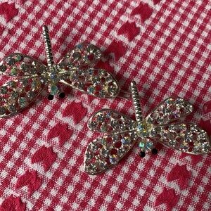 Dragon fly rhinestone hair clips